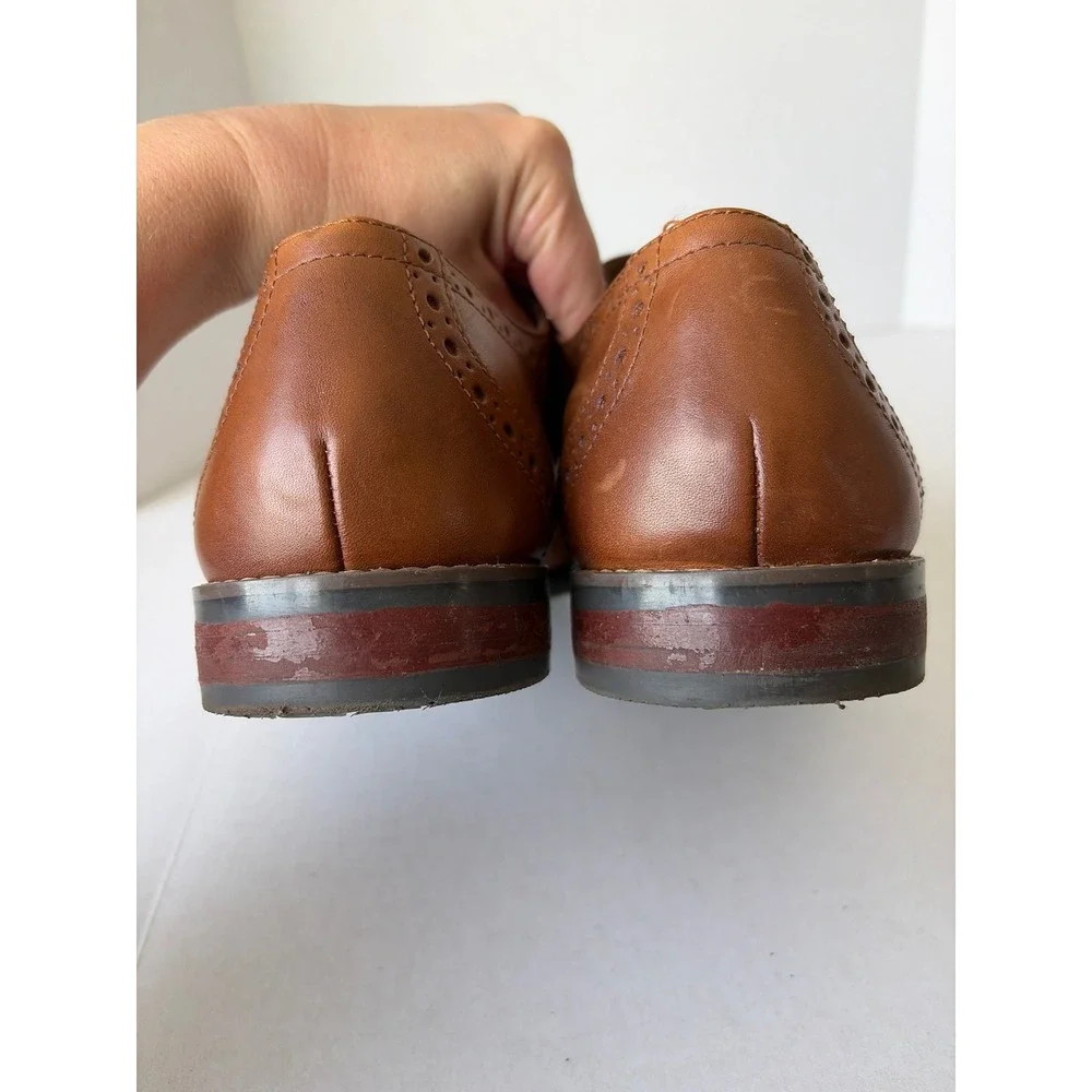 Florsheim Mens 11839 Cognac Tan Leather Wingtip Oxford Dress Shoes 10.5 D